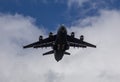 The Lockheed C-5 Galaxy is a large military transport aircraft designed by Lockheed in flight Royalty Free Stock Photo