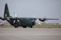 Lockheed C-130 Hercules military cargo plane of the Romanian Air Force on Henri Coanda International Airport Royalty Free Stock Photo