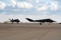 Lockheed F-117 Nighthawk stealth bomber attack aircraft taxiing after landing at Miramar Marine Corps Air Station. California, USA Royalty Free Stock Photo