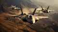 A Lockheed Martin F-35 Fighter Jet Squadron in Formation - generative AI