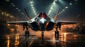 A Lockheed Martin F-35 Fighter Jet waiting on the runway - generative AI