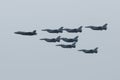 Lockheed Martin F-16AM Fighting Falcon formation led by a Lockheed Martin-F-35 Lightning II