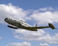 Lockheed T-33 Shooting Star jet plane close-up in blue cloudy sky