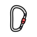 locking carabiner mountaineering adventure color icon vector illustration