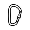 locking carabiner mountaineering adventure line icon vector illustration