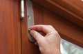 Locking the door to keep your house or office safe and secure Royalty Free Stock Photo