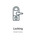 Locking outline vector icon. Thin line black locking icon, flat vector simple element illustration from editable smart house
