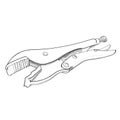 Locking pliers hand drawn Royalty Free Stock Photo