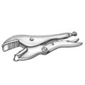 Locking pliers hand drawn Royalty Free Stock Photo