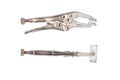 Locking pliers on a white background