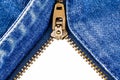 Locking zipper on jeans Royalty Free Stock Photo