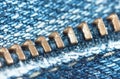 Locking zipper on jeans Royalty Free Stock Photo