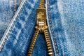 Locking zipper on jeans Royalty Free Stock Photo