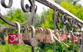 Locks on the bridge of lovers Royalty Free Stock Photo