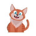 Locks in cheerful becoming flushed cat. Smiling cat. Cartoon style, Vector Illustration