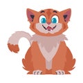 Locks in cheerful reddish cat. Smiling cat. Cartoon style, Vector Illustration