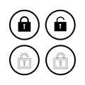 Locks icons, round icon, vector isolated on white background