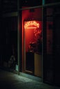 Locks and Keys neon sign shop window at night Royalty Free Stock Photo