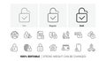 Locks line icons. Fingerprint protection, Unlock code and Lock password icons. Open padlock, Locked document Vector