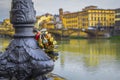 Locks of love and happiness on the river Arno, Florence Royalty Free Stock Photo