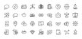 Locks, Selfie stick and Renewable power line icons pack. For web app. Line icons. Vector