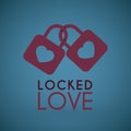 Locks tied together. Heart shape. Sentimental ties. Vector illustration, flat design