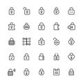 Locks vector icon set in thin line style Royalty Free Stock Photo