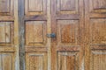 Lockset on the door wooden pattern textured background. Royalty Free Stock Photo