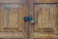 Lockset on the door wooden pattern textured background. Royalty Free Stock Photo