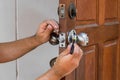 Locksmith have to fix silver knob Royalty Free Stock Photo
