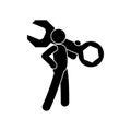 Locksmith illustration, stick figure tech support