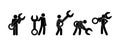 Locksmith illustration, stick figure tech support isolated icon