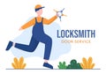 Locksmith Repairman Home Maintenance, Repair and Installation Service with Equipment as Screwdriver or Key in Illustration