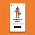 Locksmith Service Workman Holding Tool Vector