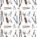 Locksmith sliding keys for pipes and nuts. Seamless pattern