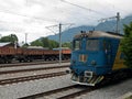 Electric locomotive stop in Busteni train station