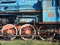 Detail of famouse Blue Locomotive of Blue train, Museum Exhibit. Former, obsolete in Belgrade, Serbia.