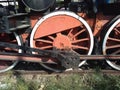 Detail of famouse Blue Locomotive of Blue train, Museum Exhibit. Former, obsolete in Belgrade, Serbia.