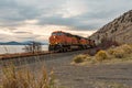 Locomotive of a cargo train passing through Klamath Falls