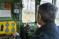 Locomotive engineer rear view