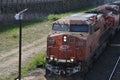 Locomotive with freight cars in the interior of South America