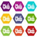 Locomotive icon set color hexahedron Royalty Free Stock Photo