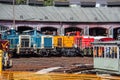 Locomotive shed with diesel locomotives