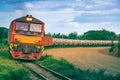 Locomotive with Tanker-freight train passed the railway curve.