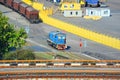 Locomotive and train in port Royalty Free Stock Photo