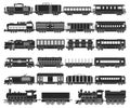 Locomotive with wagon isolated black set icon. Vector black set icon railway train. Vector illustration locomotive on Royalty Free Stock Photo
