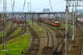 Locomotives RZD on railroad tracks, Russian Railways