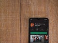 Autodesk SketchBook - draw and paint app play store page on mobile smartphone on wooden background