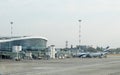 The plane of Israeli aviation company El-Al stands in the early morning at the terminal building at the Ben Gurion airport, near