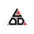 LOD triangle letter logo design with triangle shape. LOD triangle logo design monogram. LOD triangle vector logo template with red